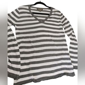 Tommy Bahama Lightweight Grey And White Striped Sweater Sz Medium